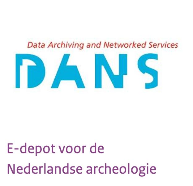 Logo met het logo van DANS en een beschrijving E-depot voor de Nederlandse archeologie.