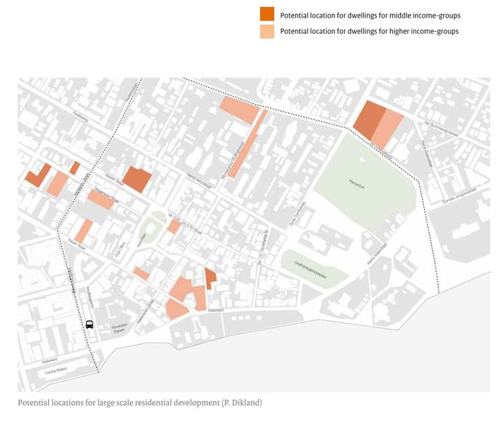 Kaart Potential locations for large scale residential development (P. Dikland)